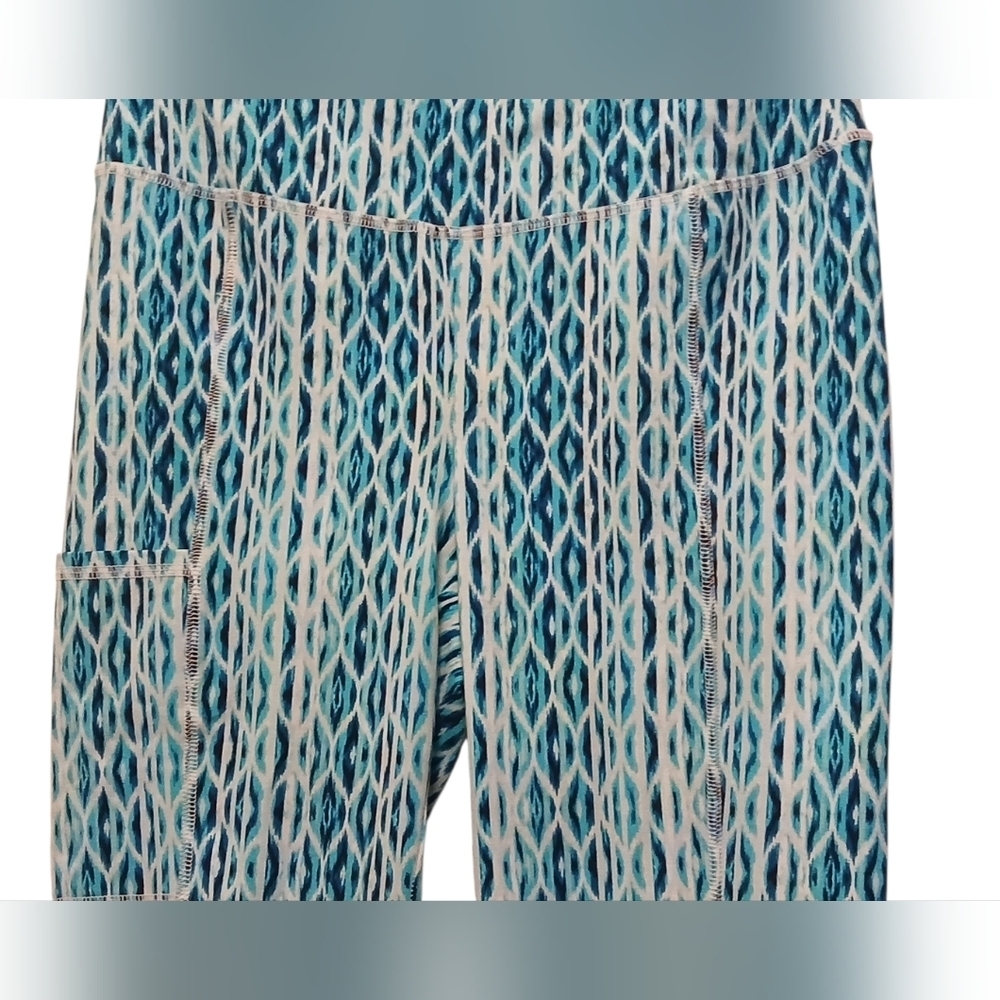Chico's - Weekends Turquoise & Blue Pull On Leggings, Media Pocket, Size 0 - Picture 5 of 10